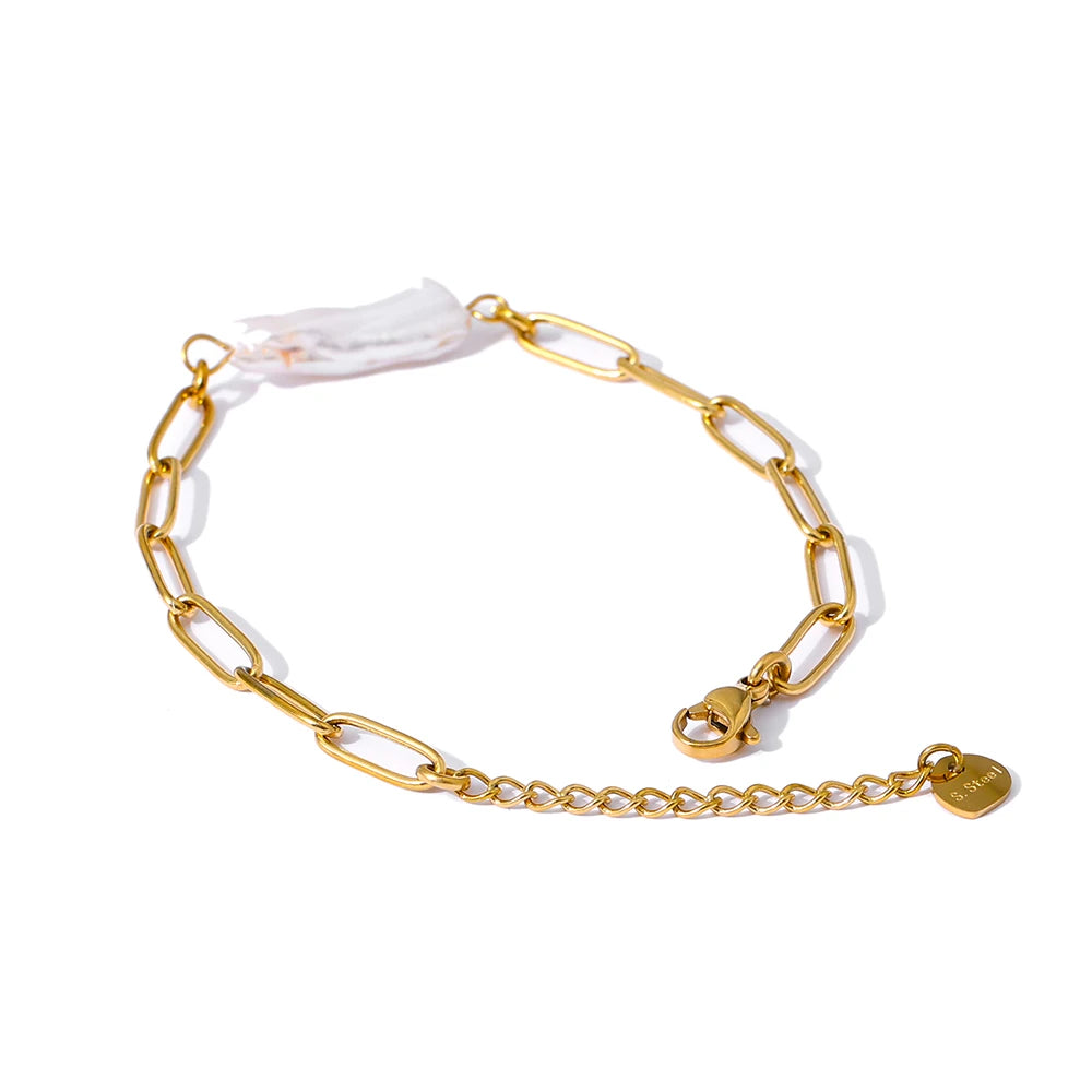 18K Gold‑Plated Natural Pearl Bracelet