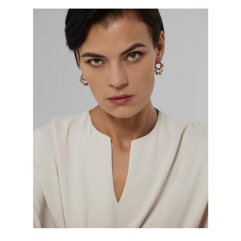 CZ Hoop Sun Earrings