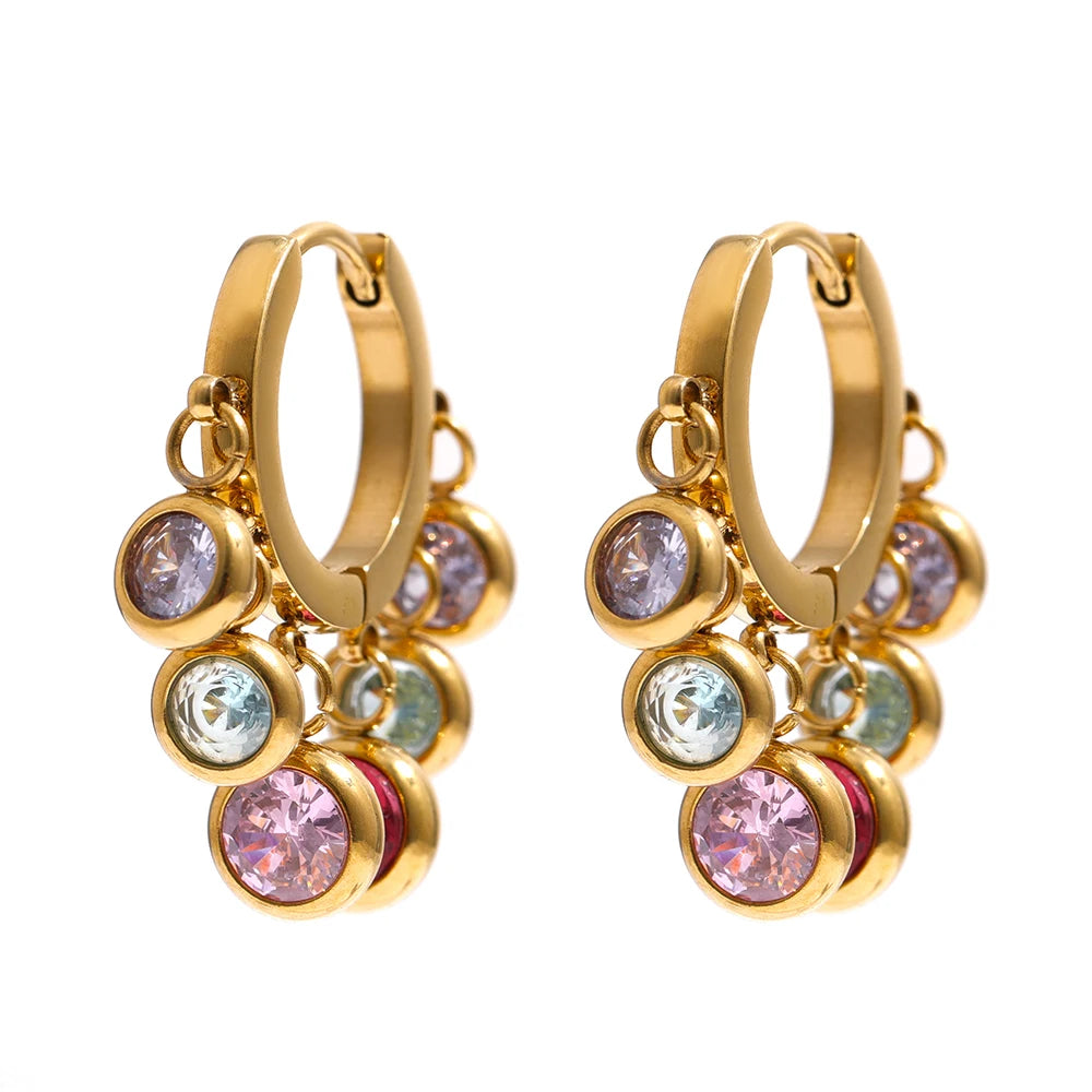 CZ Hoop Sun Earrings