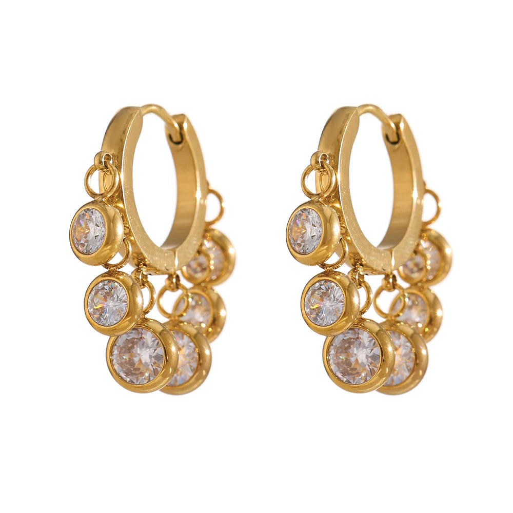 CZ Hoop Sun Earrings