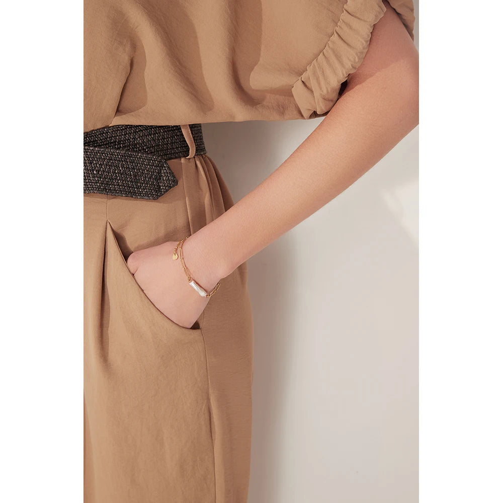 18K Gold‑Plated Natural Pearl Bracelet