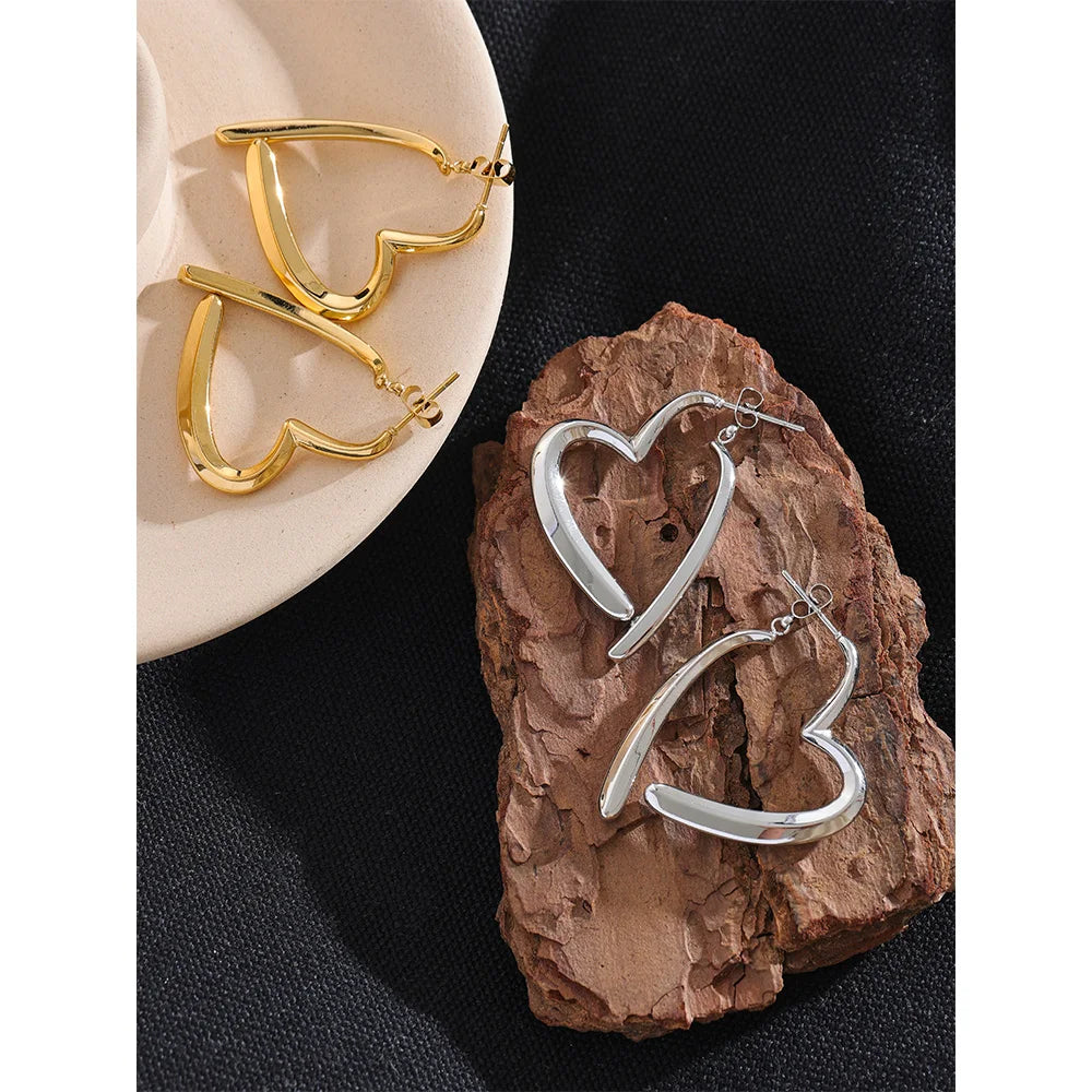 Heart Love Hollow Hoop Earrings