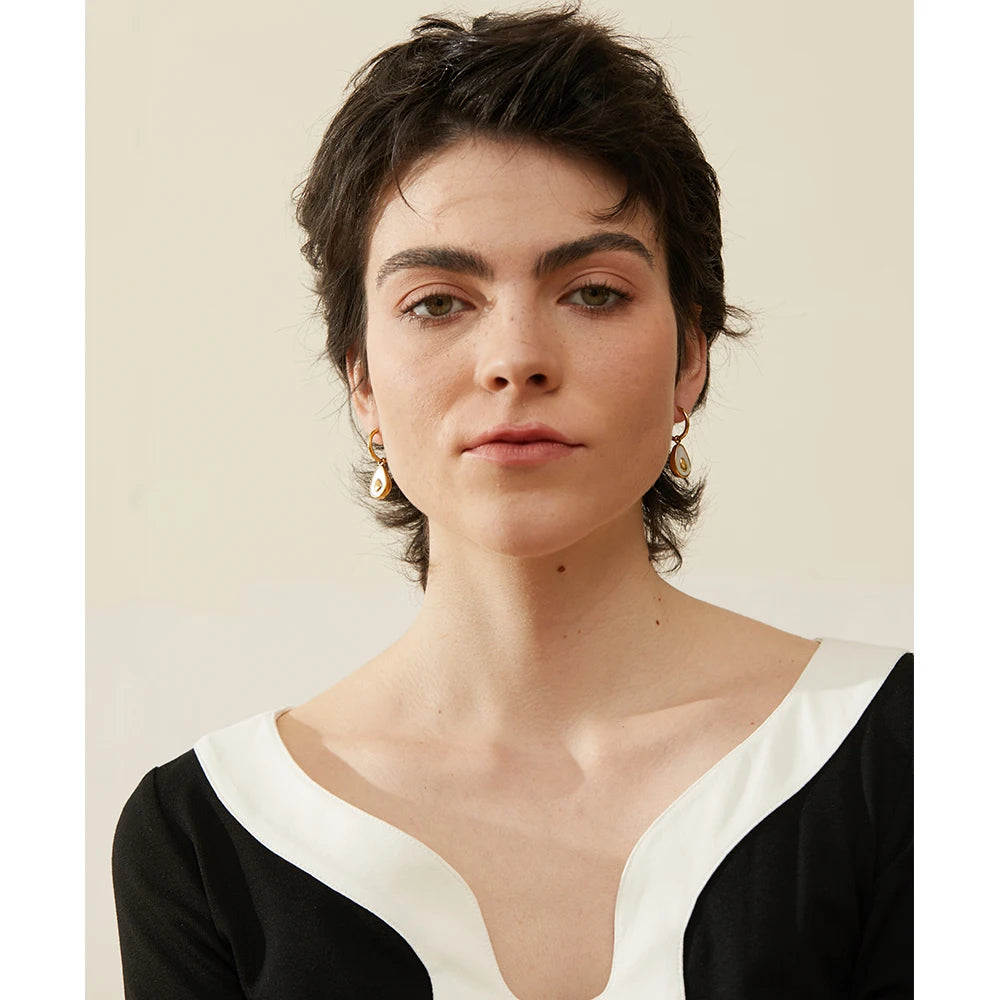 Golden Avocado Fruit Huggie Hoop Earrings