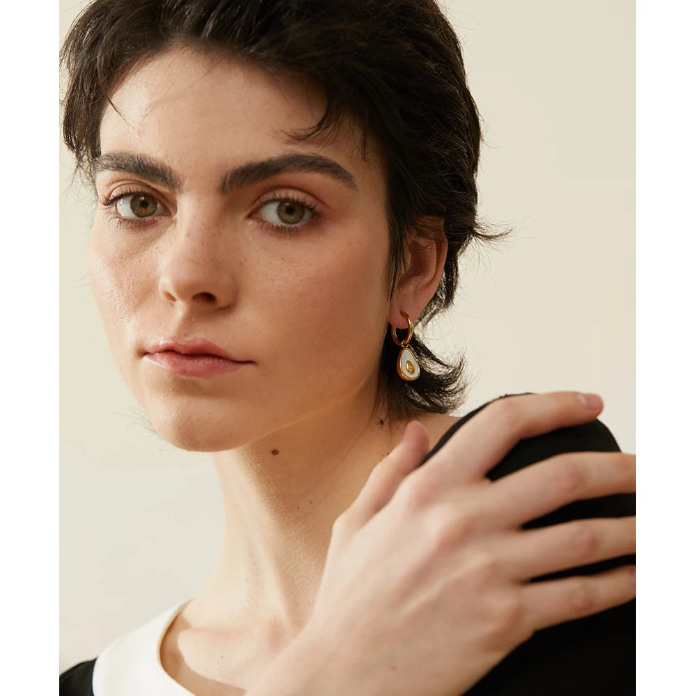 Golden Avocado Fruit Huggie Hoop Earrings