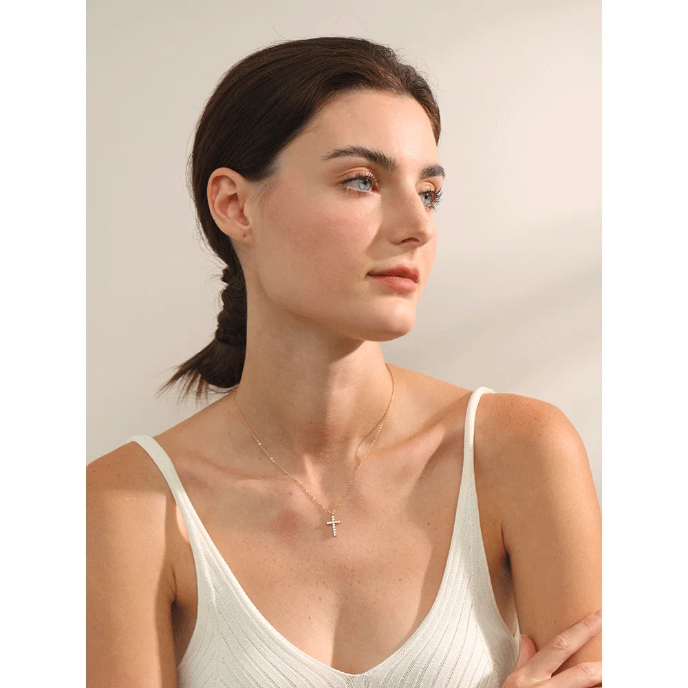 Cubic Zirconia Cross Pendant Necklace