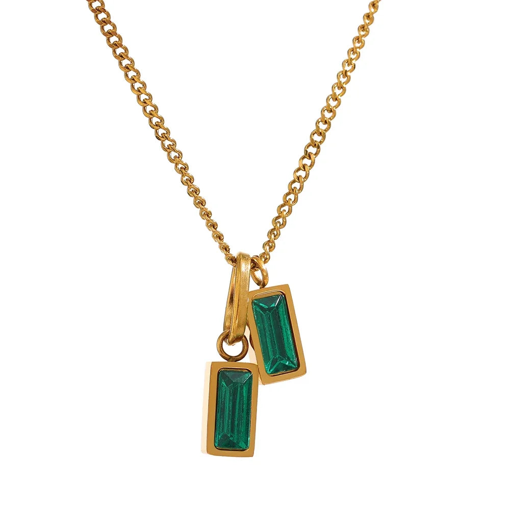 Green Cubic Zirconia Pendant Necklace