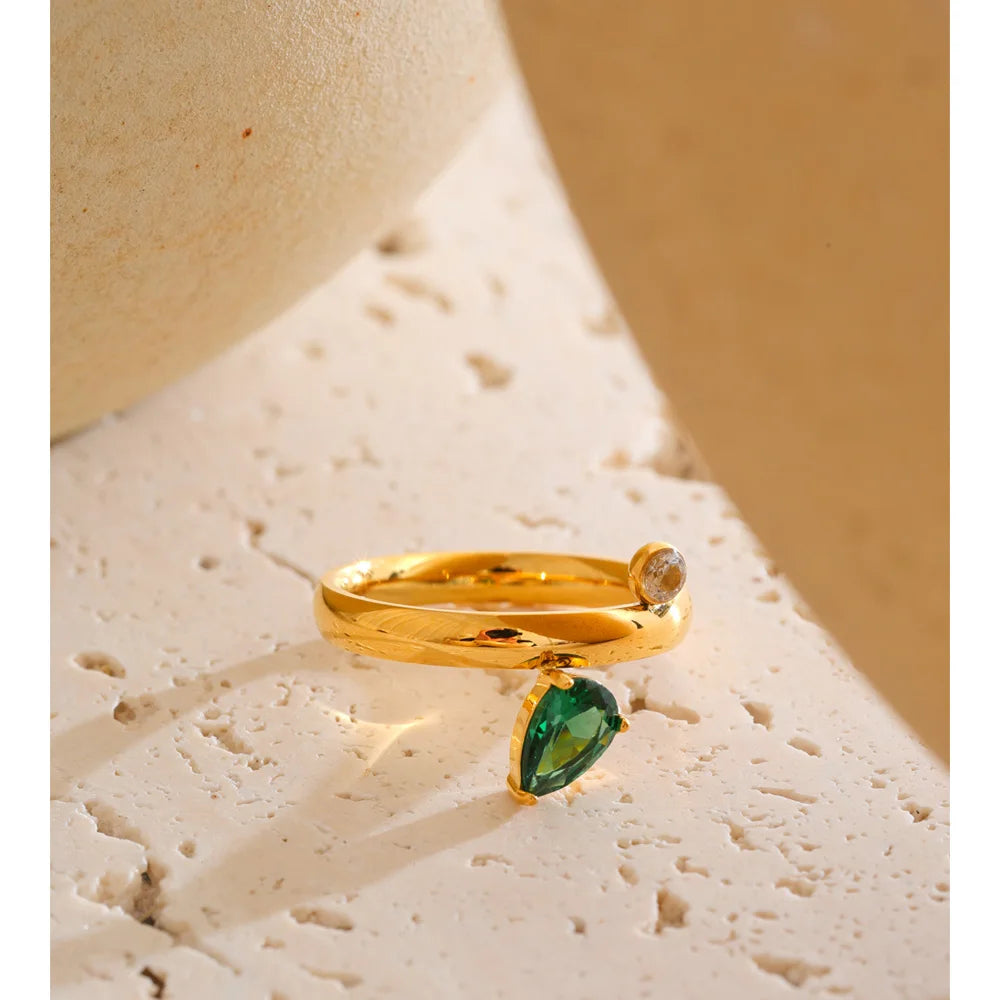 Green Cubic Zirconia Ring