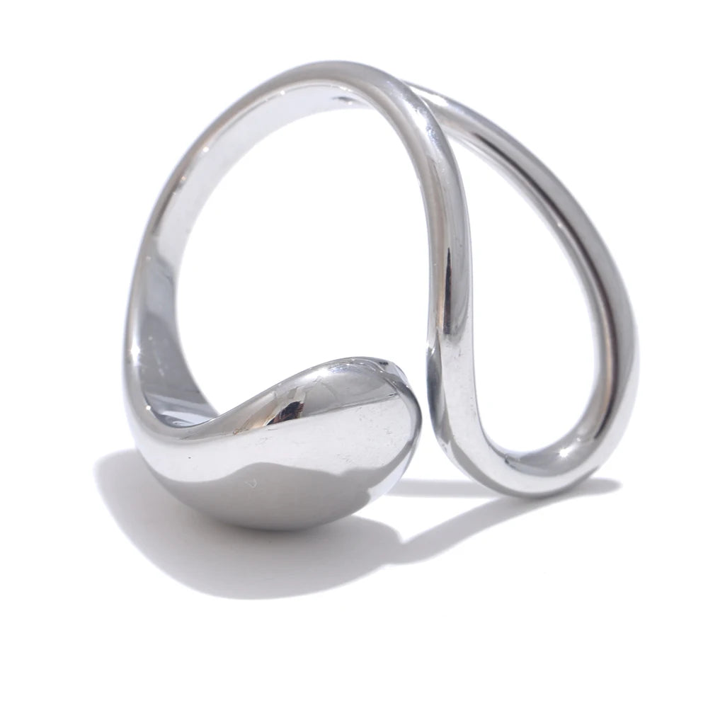 Geometric Open Adjustable Ring 18K Gold PVD