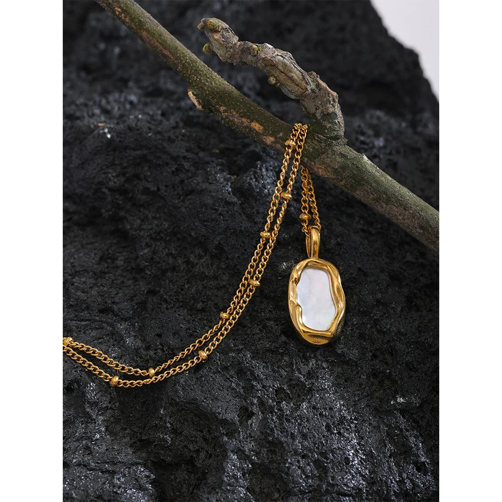Double-sided Natural Shell Pendant Necklace