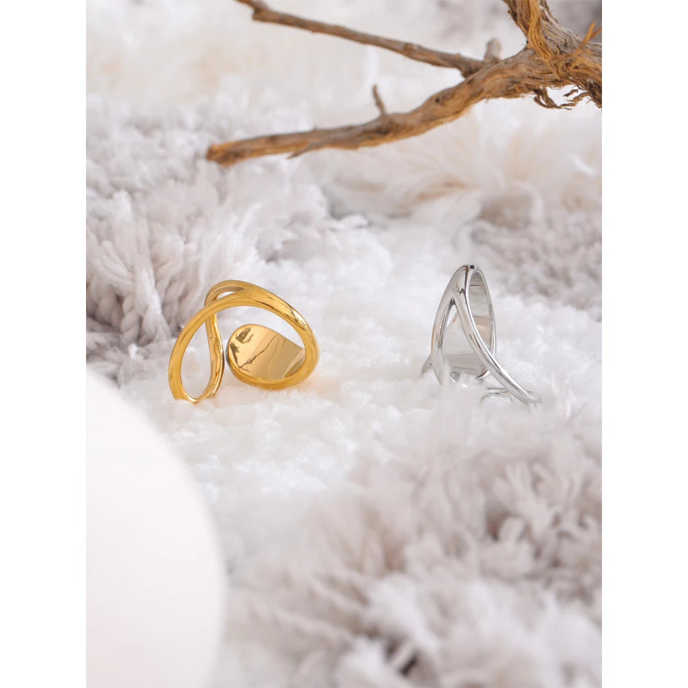 Geometric Open Adjustable Ring 18K Gold PVD