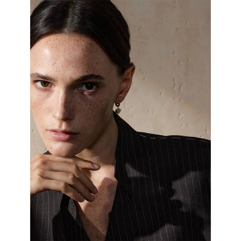 Double Heart Cubic Zircon Drop Hoop Earrings