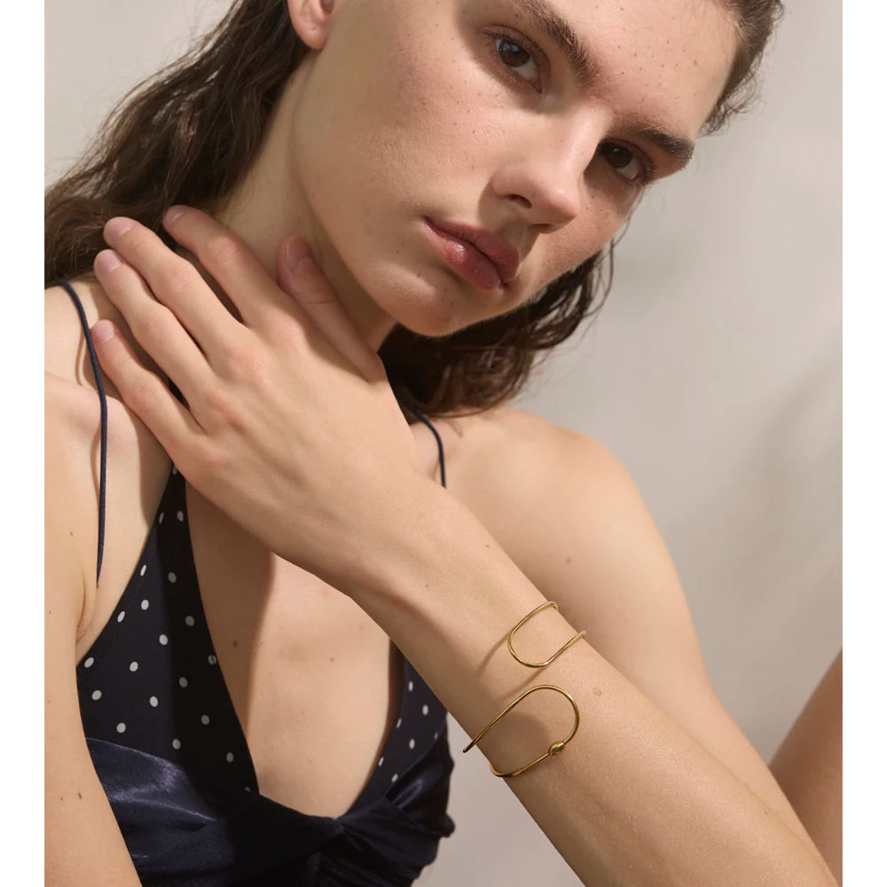 Double‑Layer Hollow Cuff Bracelet PVD