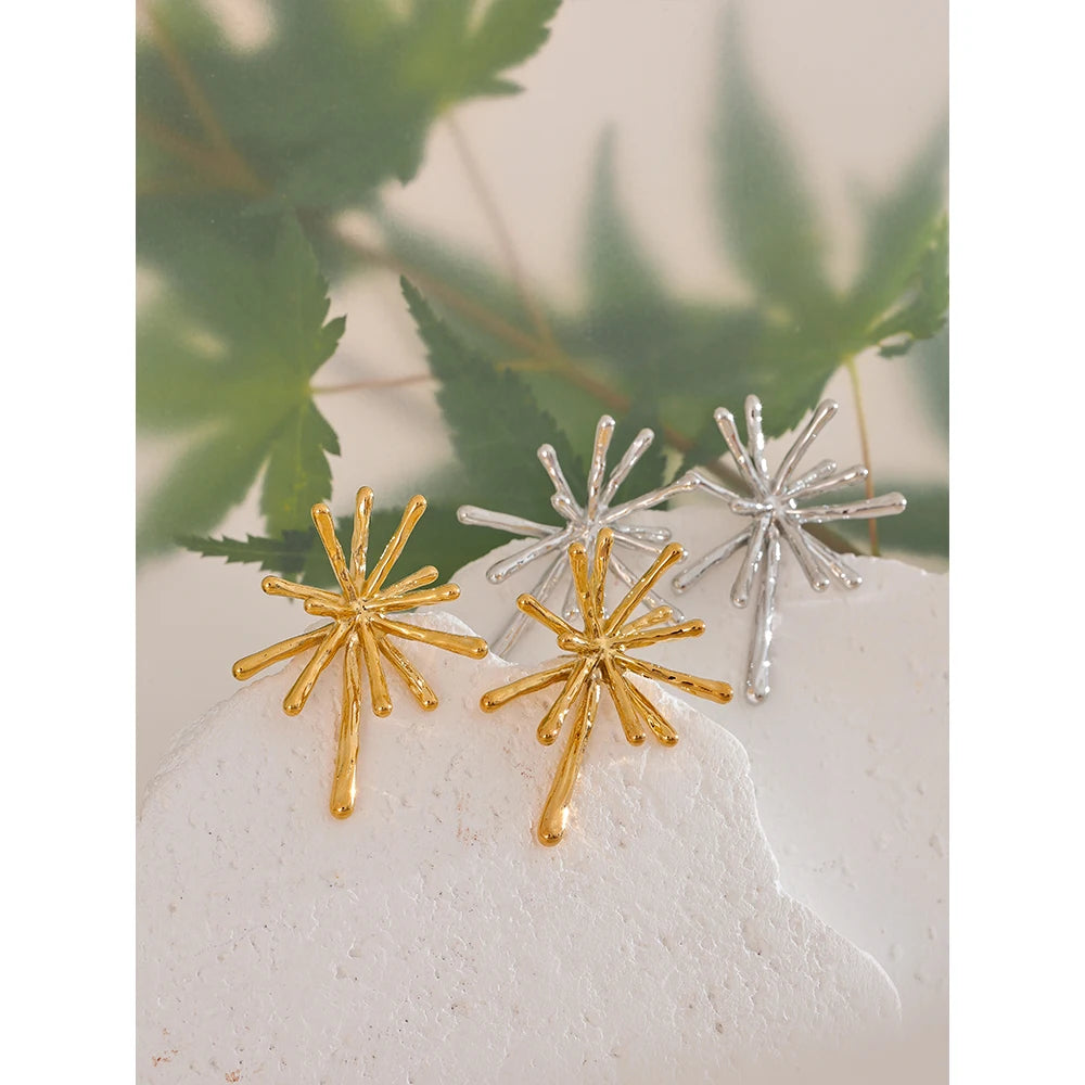Cast Textured Firework Stud Earrings