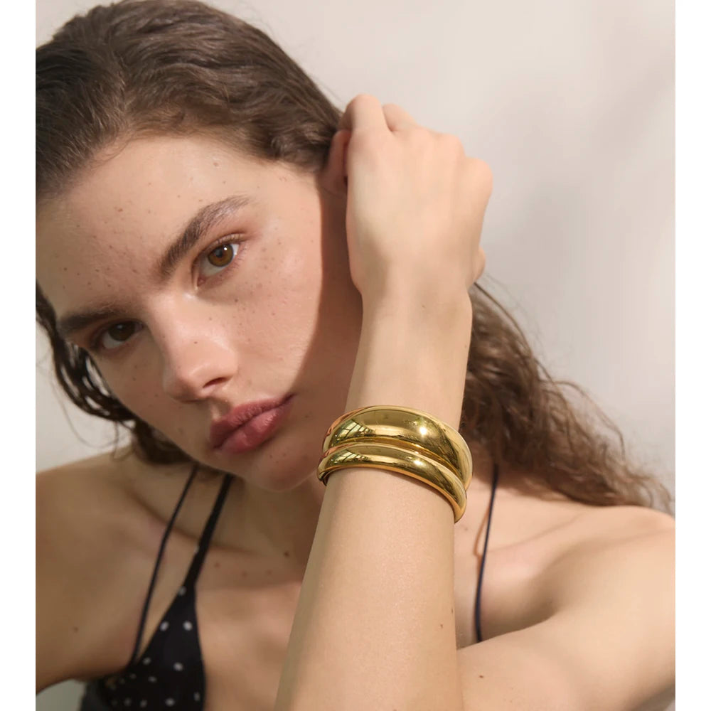 Double‑Layer Cuff Bracelet 18K Gold PVD