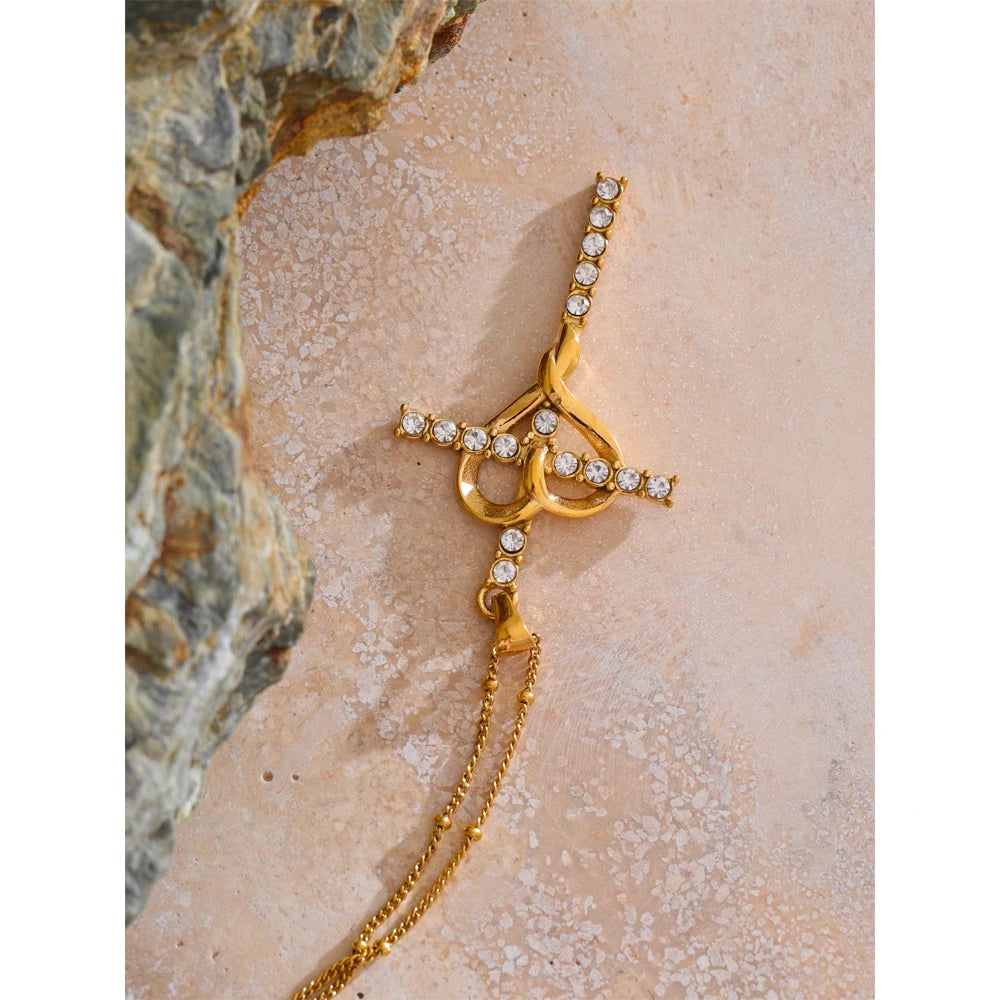 Cubic Zirconia Cross Heart Pendant Necklace