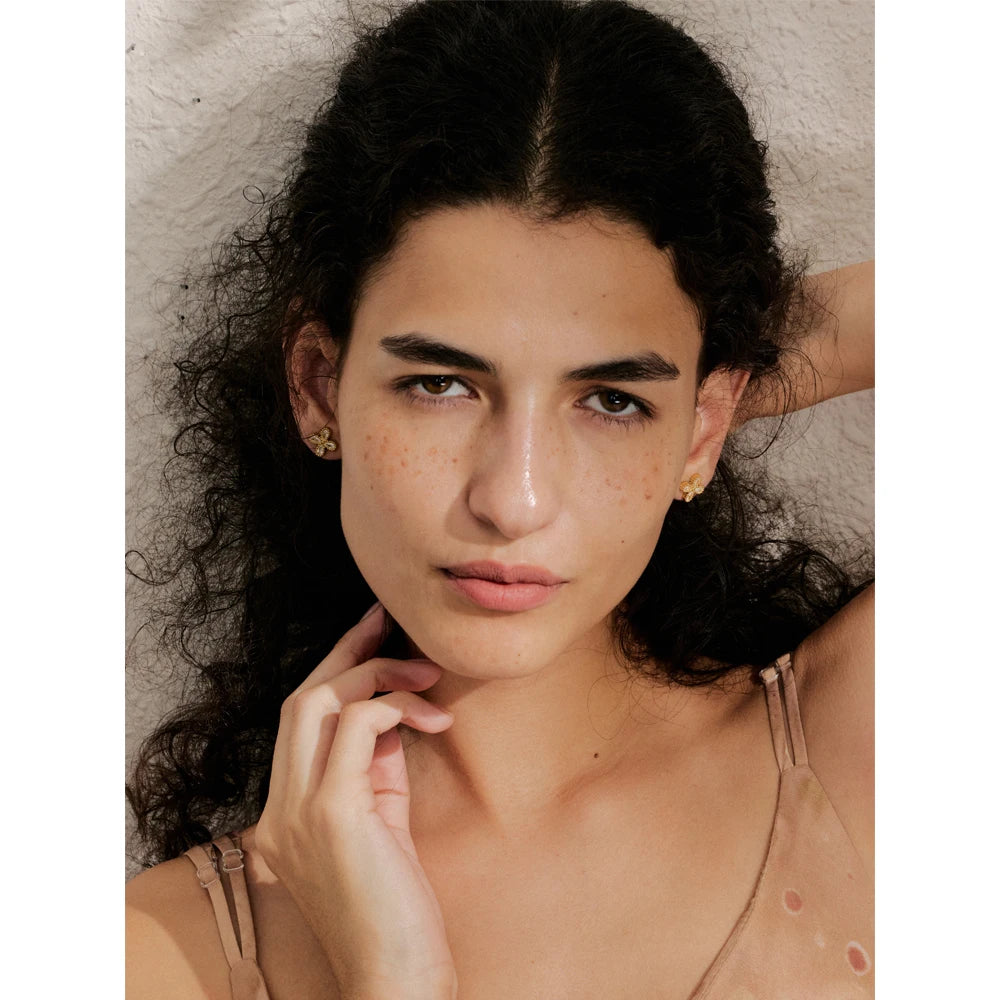 CZ Flower Stud Earrings