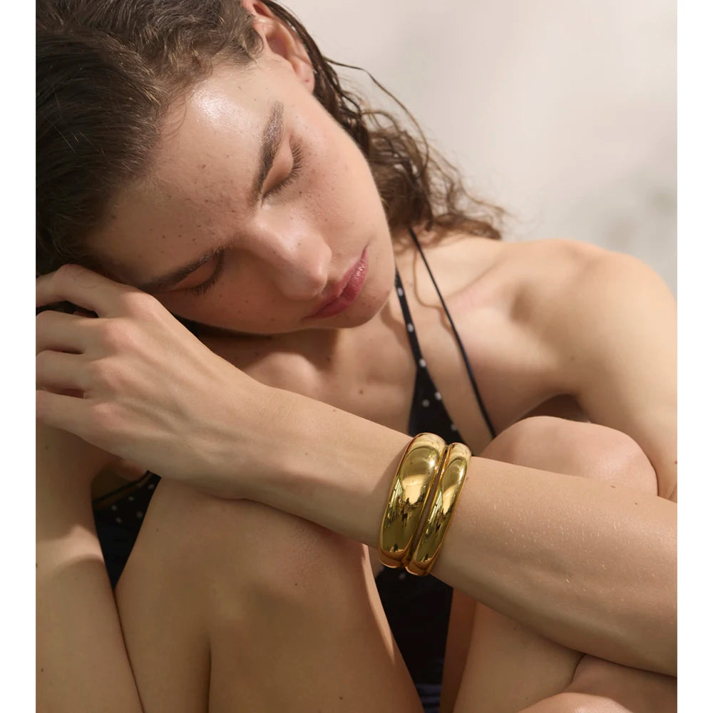 Double‑Layer Cuff Bracelet 18K Gold PVD