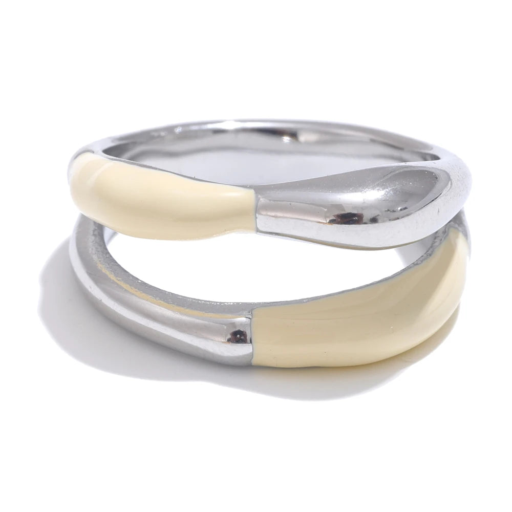 Beige Enamel Ring