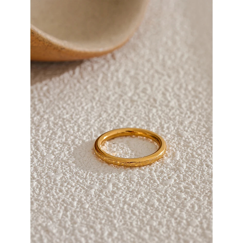 Chinese “Fu” Fortune Stainless Steel Ring 18K Gold PVD