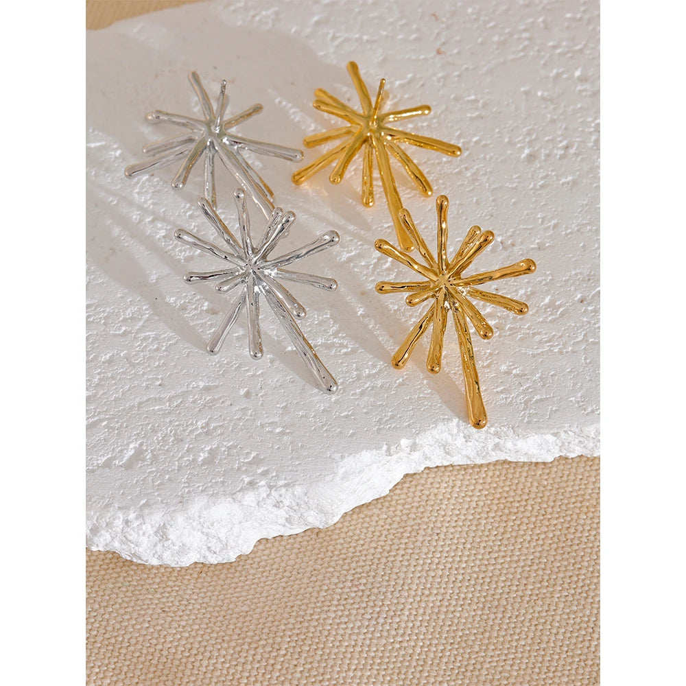 Cast Textured Firework Stud Earrings