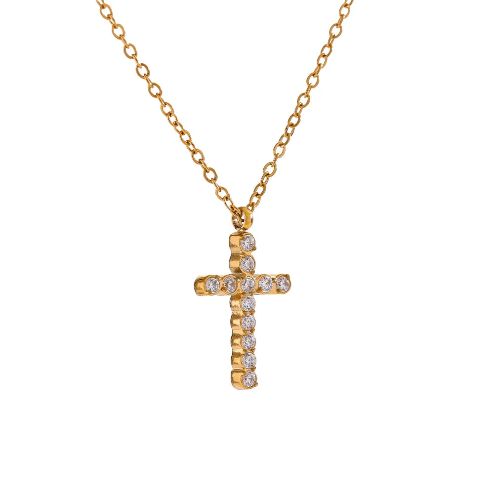 Cubic Zirconia Cross Pendant Necklace