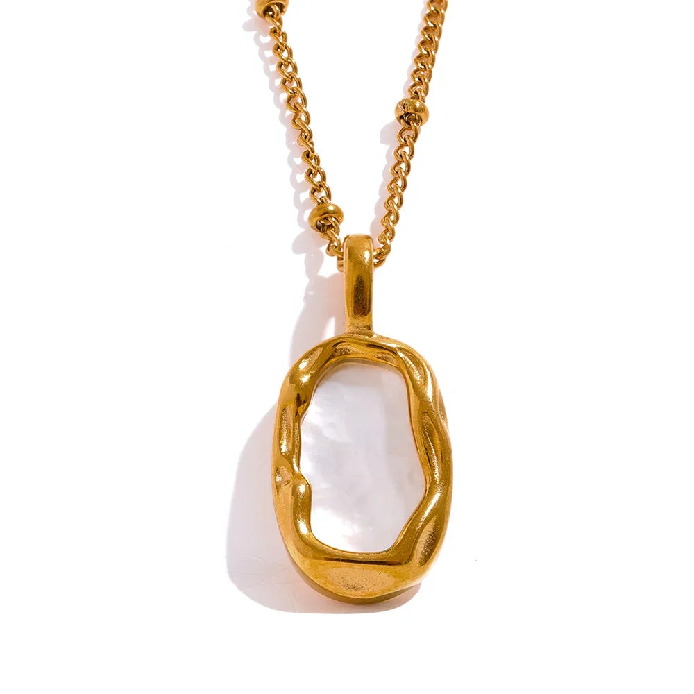 Double-sided Natural Shell Pendant Necklace