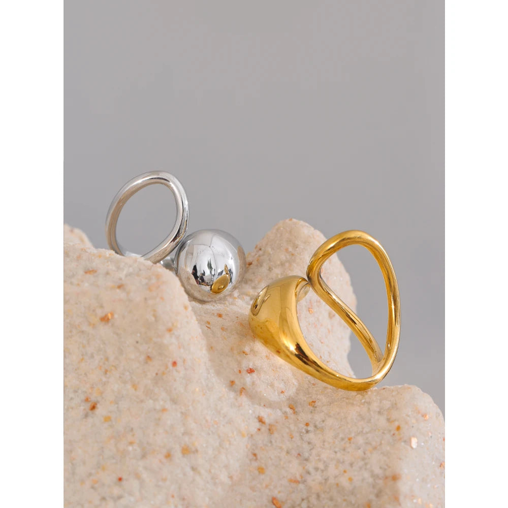 Geometric Open Adjustable Ring 18K Gold PVD