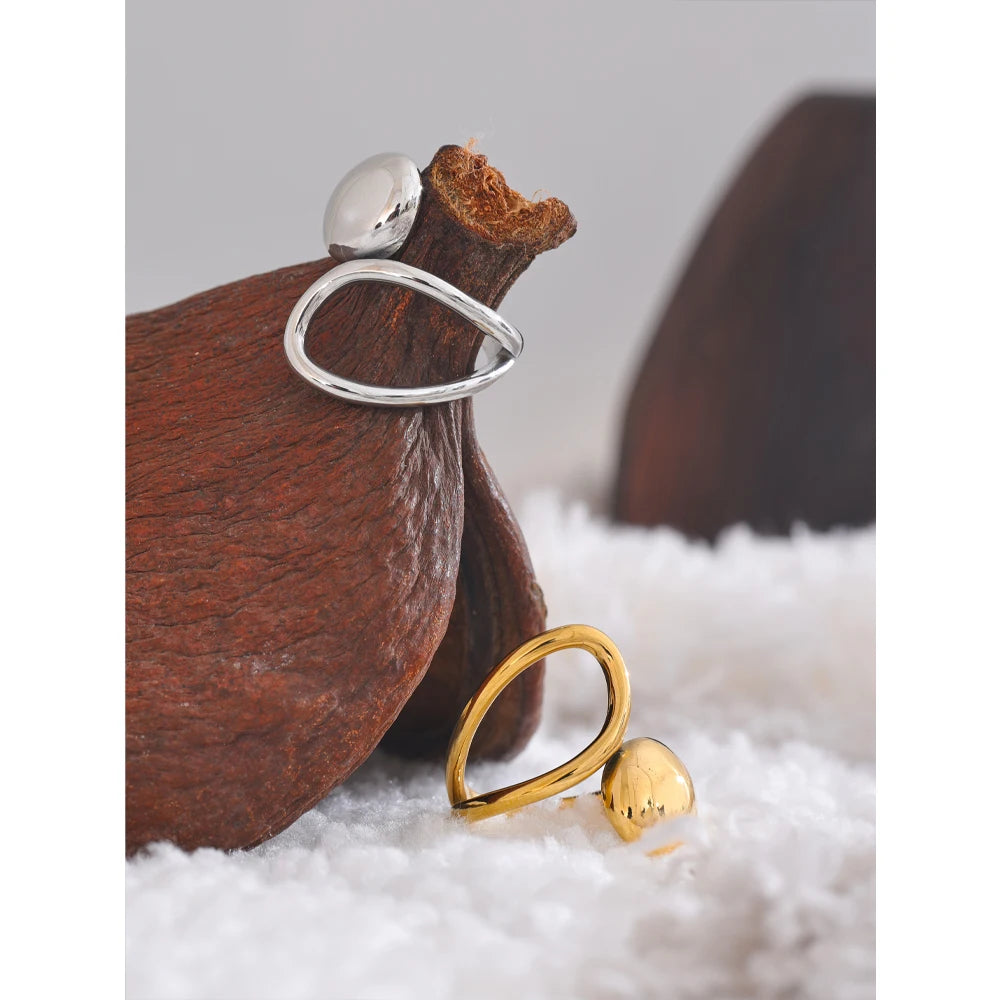 Geometric Open Adjustable Ring 18K Gold PVD