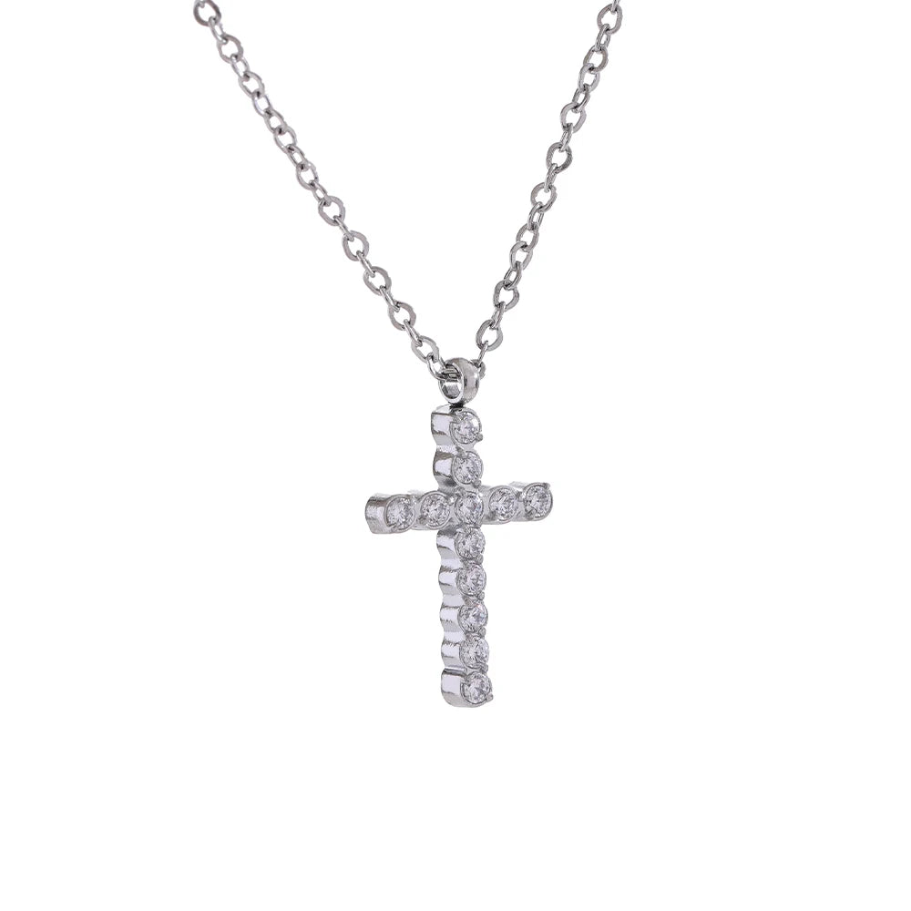 Cubic Zirconia Cross Pendant Necklace