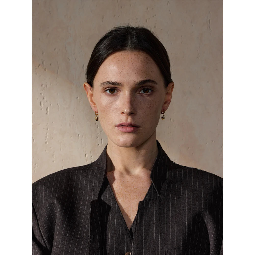 Double Heart Cubic Zircon Drop Hoop Earrings