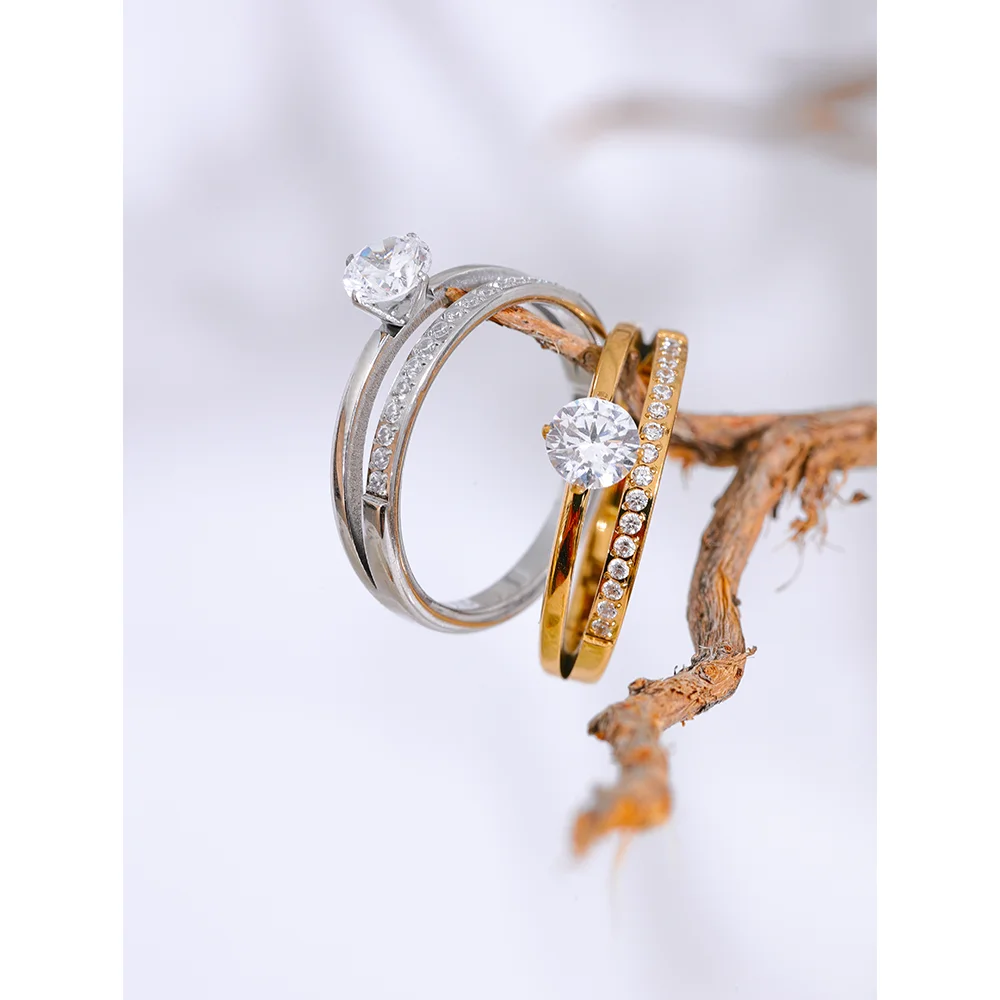 Delicate CZ Double Band Ring