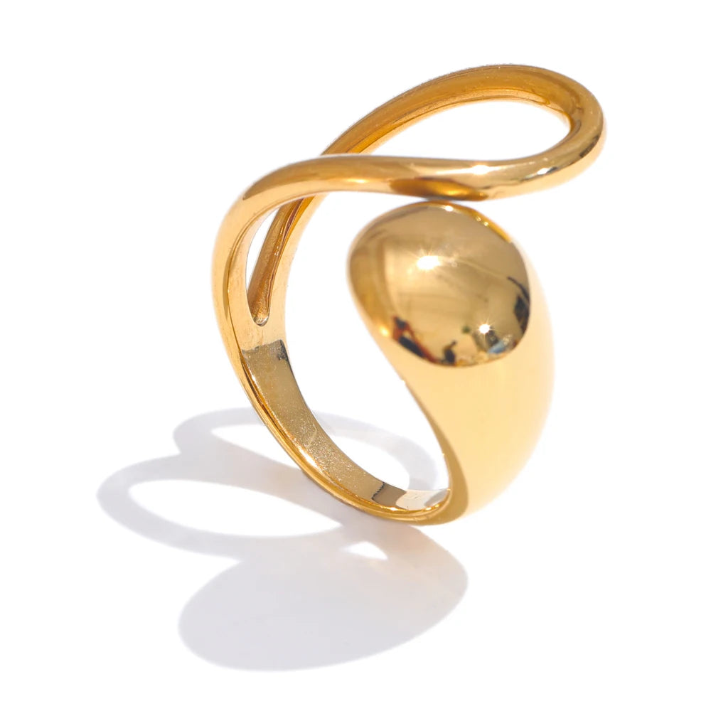Geometric Open Adjustable Ring 18K Gold PVD