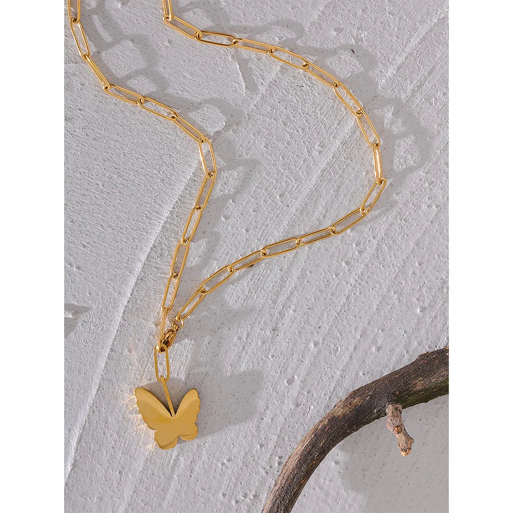 Butterfly Natural Shell Pendant Necklace