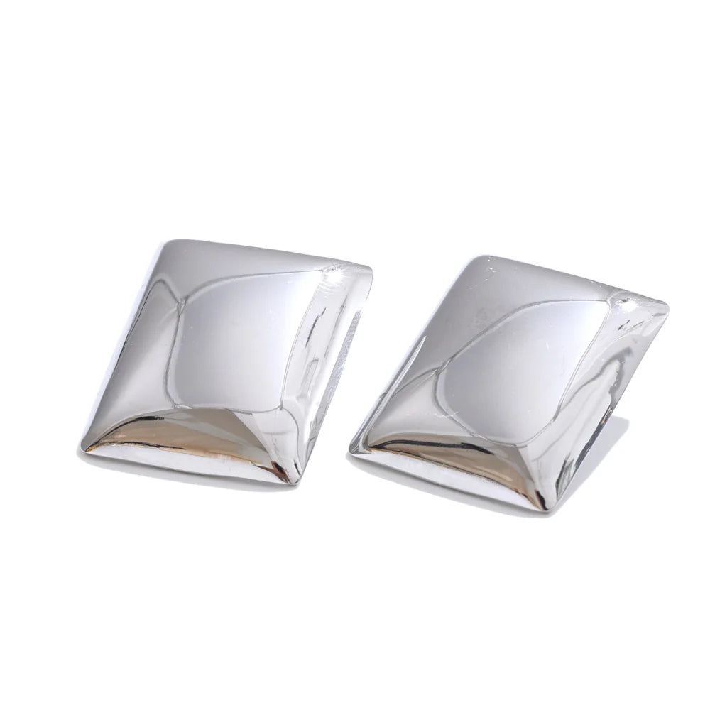 Glossy Smooth Rectangle Stud Earrings