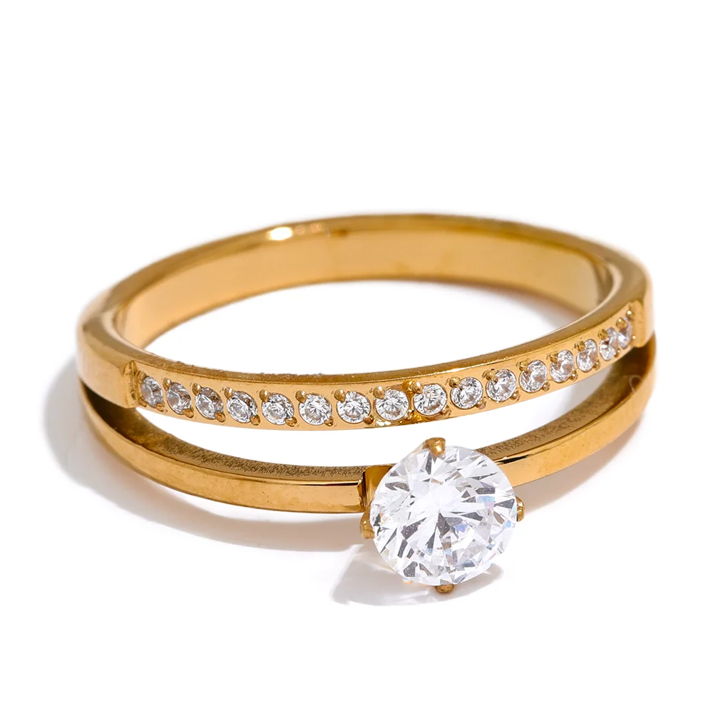 Delicate CZ Double Band Ring