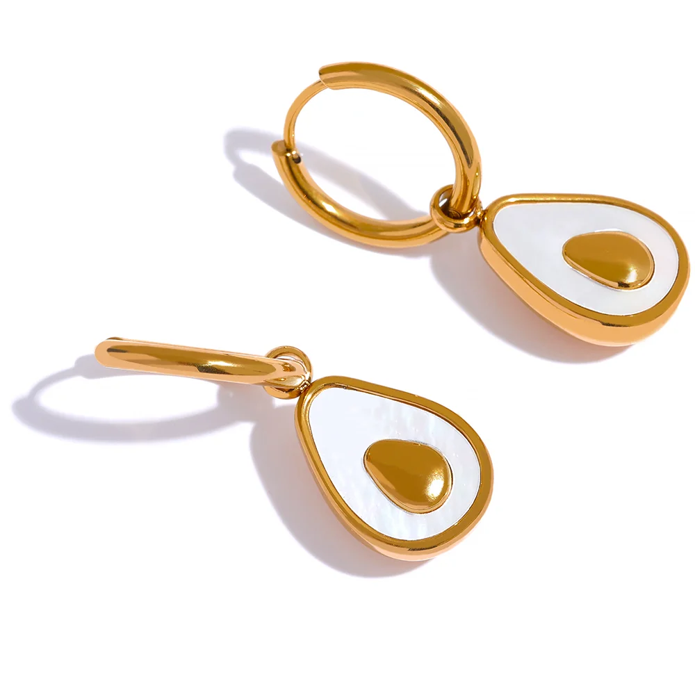 Golden Avocado Fruit Huggie Hoop Earrings